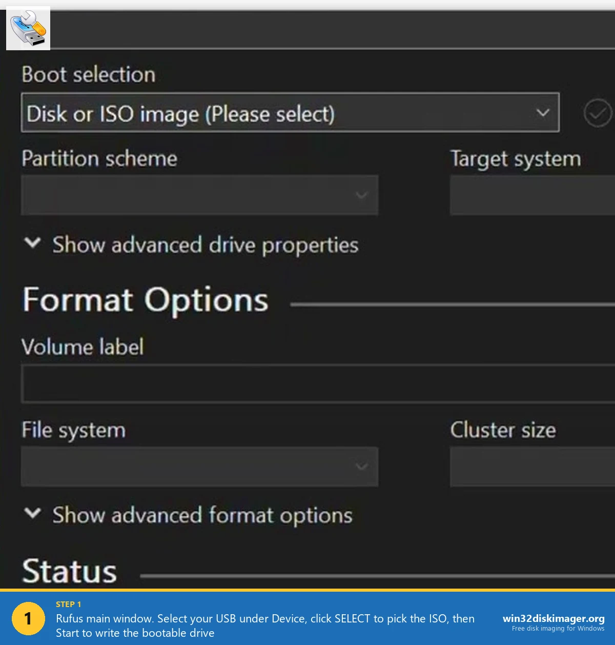 Rufus main window creating Windows 11 bootable USB